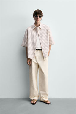 CAMISA RELAXED FIT RAYAS / Crudo