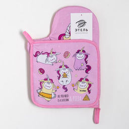 Цена за 2 шт. Набор кухонный «Caticorn» варежка-прихватка 20×28 см, прихватка 19×19 см,100% хлопок