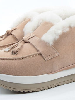 04-5520-11 BEIGE Ботинки зимние женские (натуральная кожа, 100% шерсть)