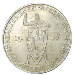 5 рейхсмарок 1925 года D Германия Тысячелетие Рейнской области (Рейнланда)