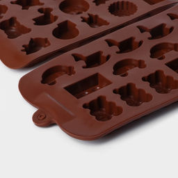 Формы для конфет и шоколада Доляна Игрушки, набор 3 шт., силикон, коричневые  фото 7