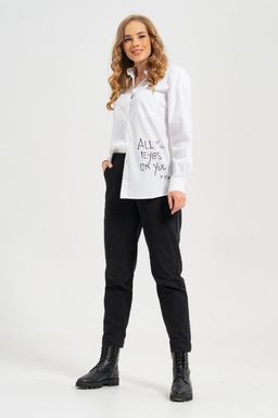 рубашка из тонкого хлопка в стиле OVERSIZE    с кокеткой на спине - А+б коллекция фото 23