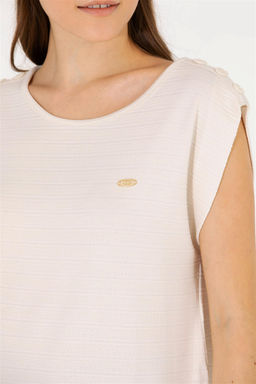 Женская кремовая футболка без рукавов с круглым вырезом Неожиданная скидка в корзине - U.s. polo assn фото 7