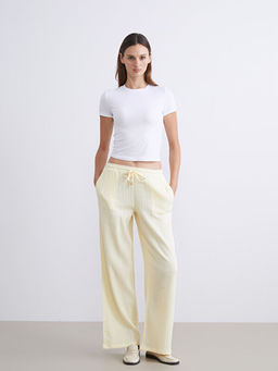 Beli Lastikli Dokulu M?slin Kad?n Pantolon