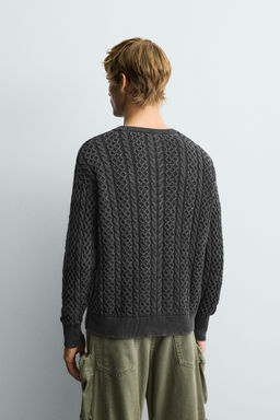 WASHED CABLE-KNIT SWEATER - Zara фото 3
