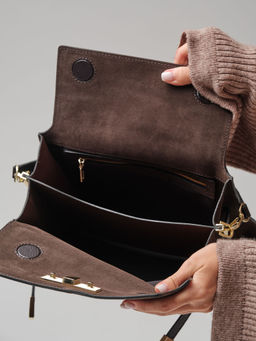 Замшевая сумка Rachel DBR 31361 черный каштан  фото 9