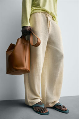 RELAXED FIT OPEN WEAVE TROUSERS - Zara фото 5