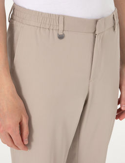 Bej Slim Fit Beli Lastikli Klasik Jogger Pantolon