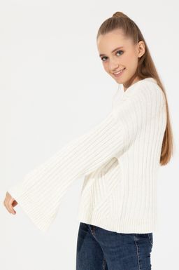 Женский кремовый вязаный свитер - U.s. polo assn фото 3