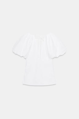 TOP POPEL?N MANGA GLOBO / Blanco - Zara фото 6