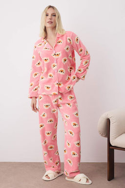 Trendyolmilla Ekru Ay?c?kl? Wellsoft K?sl?k Orme Pijama Tak?m? THMAW25PT00054