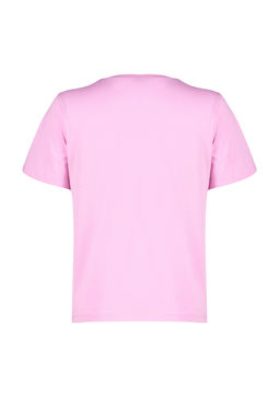 Pembe %100 Pamuk Basic Bisiklet Yaka Orme T-Shirt TWOSS23TS00000