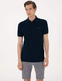 Lacivert Slim Fit _rme Dokulu Polo Yaka Ti__rt