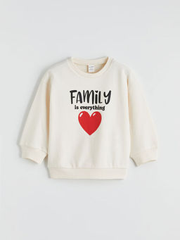 Bask?l? Bisiklet Yaka K?z ?ocuk Sweatshirt