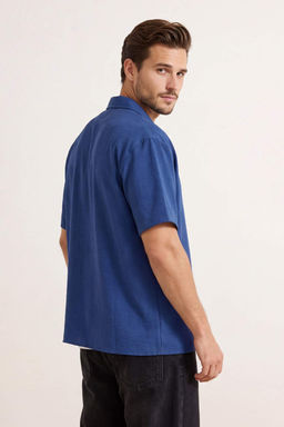 TRENDYOL MAN Siyah Siyah Oversize Fit Yazl?k K?sa Kollu Keten Gorunumlu Gomlek Gomlek TMNSS24GO00019 - Trendyolmilla фото 29