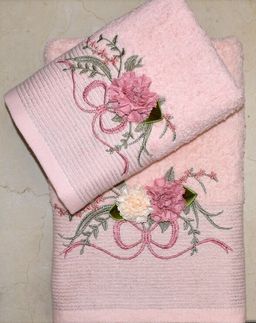 Махровое полотенце Цветы- ПЕРСИК 50*100 см. хлопок 100%