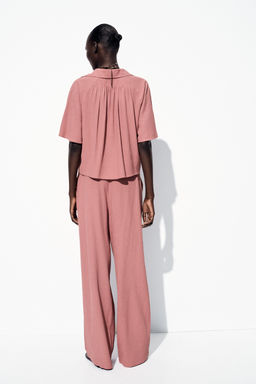 WRINKLED-EFFECT WIDE-LEG TROUSERS - Zara фото 15