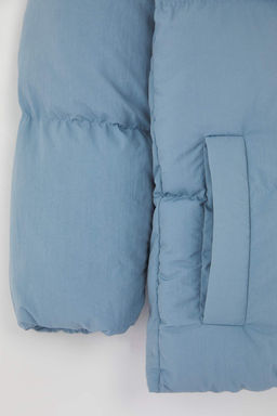 Lacivert Duz/Basic Kal?n Kapusonlu Regular Unisex Cocuk Mont TKDAW26MO00014 - Trendyolmilla фото 6