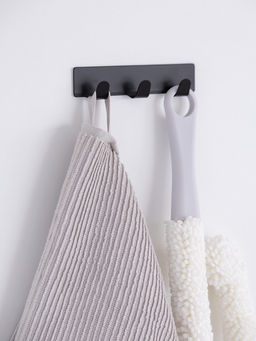 Крючок на липучке 2,5x12x2 черный нержавеющая сталь