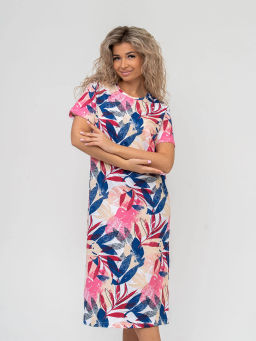 Платье женское, цвет синий белый розовый