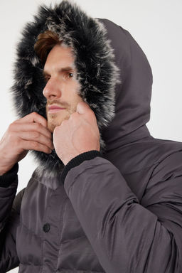 TRENDYOL MAN Gri Erkek Regular Fit Ici Polar Astarl? Ruzgara ve Suya Dayan?kl? K?sl?k Sisme Mont TMNAW23MO00009 - Trendyolmilla фото 4
