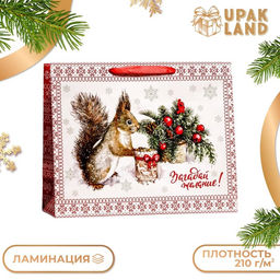 Пакет подарочный ламинированный горизонтальный Белочка!, 49?40?19 см