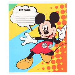 Цена за 20 шт. Тетрадь в клетку 24 листа, 5 видов МИКС, обложка мелованная бумага, «Минни Маус»