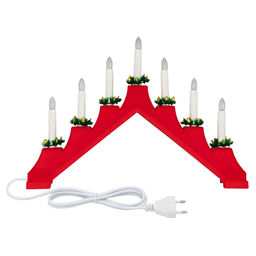 UDL-L7101-007/SWA/WW RED BRIDGE Фигура Новогодняя горка, 39,5х30,5см. 7 миниламп накаливания. Теплый белый свет. Корпус красный. Материал пластик. TM Uniel
