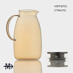 Кувшин для воды «Богема», 15×25 см, стекло, с металлической крышкой, золотистый