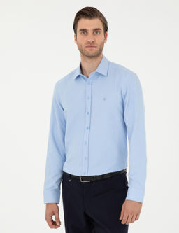 Koyu Mavi Oxford Slim Fit Uzun Kollu G_mlek