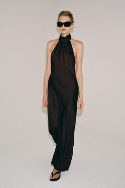 VESTIDO LARGO CUELLO HALTER ZW COLLECTION / Marr?n - Zara фото 5