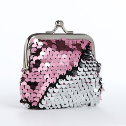 Кошелек дет 02-07-01 Блеск, 9*3*8, отд на фермуаре, розовый /белый