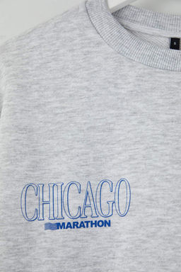 Teen Kar Melanj Ici Polarl? S?rt ve On Bask?l? Oversize/Genis Kesim Orme Sweatshirt TWOAW26SW00151 - Trendyolmilla фото 4