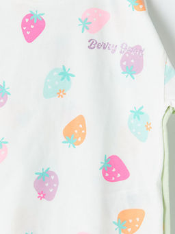 Bisiklet Yaka ?ilek Bask?l? K?z ?ocuk Ti??rt