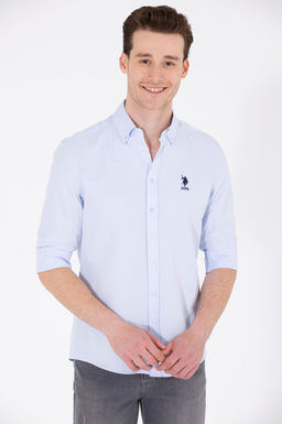 Мужская голубая базовая рубашка с длинным рукавом - U.s. polo assn фото 2