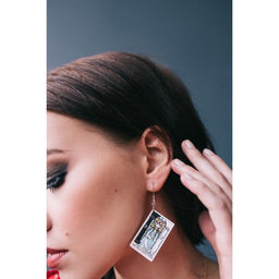 Серьги акрил Таро верховная жрица, цветные в серебре - Queen fair фото 5