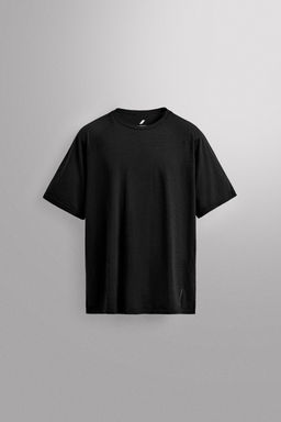 CAMISETA JACQUARD RAYAS CON LANA / Negro