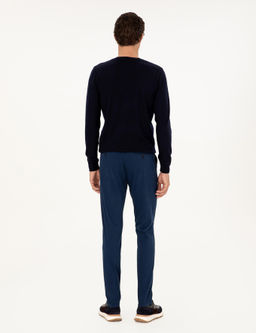 Lacivert Slim Fit Pamuk Kar___ml_ Kanvas Pantolon