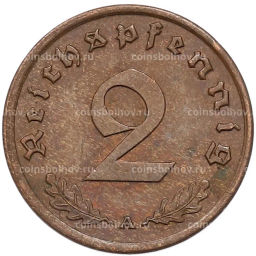 Монета 2 рейхспфеннига 1940 года A Германия