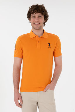 Erkek Slim Fit Polo Yaka Turuncu Basic Ti__rt Sepette S_rpriz _ndirim
