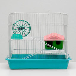 Клетка для грызунов Пижон №3, с 2-я этажами, укомплектованная, 33 х 24 х 28 см, бирюзовая  фото 2