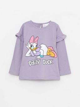 Bisiklet Yaka Uzun Kollu Daisy Duck Bask?l? K?z Bebek Pijama Tak?m - Waikiki фото 2