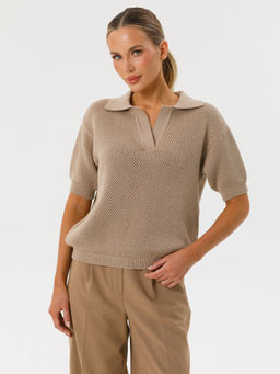 Блузка поло вязаная