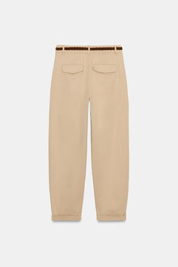PANTAL?N CHINO CINTUR?N TRENZADO / Camel claro - Zara фото 6