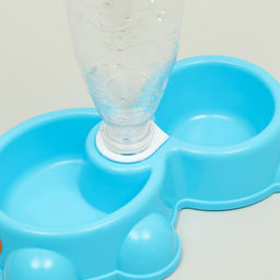 Миска двойная Мишка под бутылку, 24,5 х 19 х 4 см, голубая - Пижон фото 5