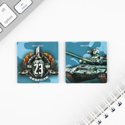 Цена за 2 шт. Подарочный набор «23 февраля», блокнот А6, 32 листа, наклейки, магнитные закладки