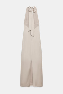 VESTIDO HALTER SATINADO ESTAMPADO ANIMAL / Beige oscuro - Zara фото 3
