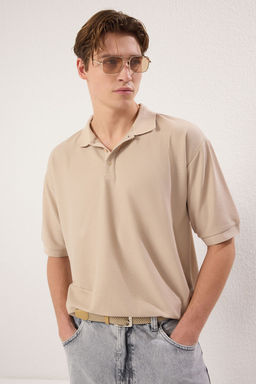 TRENDYOL MAN Lacivert Oversize/Genis Kesim Dokulu Polo Yaka T-shirt TMNSS25PO00003 - Trendyolmilla фото 2