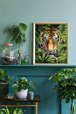 ФРЕЯ PNB/PLC-274 Набор для раскрашивания по номерам ( цветной холст ) 50 х 40 см Затаившийся тигр