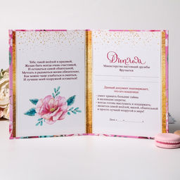 Диплом Самой близкой и любимой подруги, А5, 21 х 15 см.